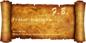 Fráter Boglárka névjegykártya